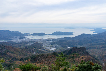 夕方の小豆島、寒霞渓からの景色（香川県、日本）