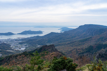 夕方の小豆島、寒霞渓からの景色（香川県、日本）