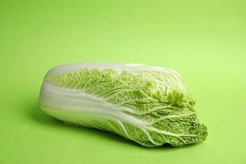 Fresh ripe cabbage on color background