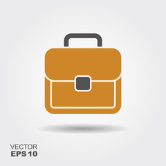 Flat Icon of Briefcase with shadow . Vector logo