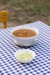 bean soup with sausages