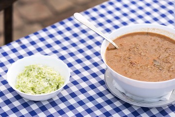 bean soup with sausages
