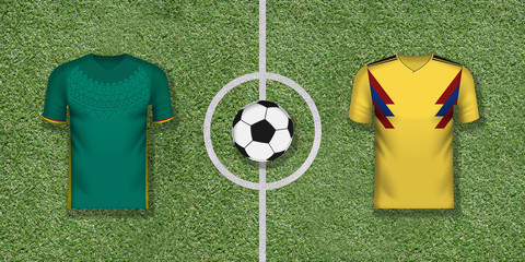 Senegal vs Colombia international soccer game pairing on football field