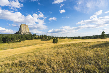 Devils Tower National Monumenton sunny day ,wyoming,usa.