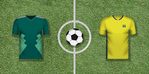 Mexico vs Sweden international soccer game pairing on football field
