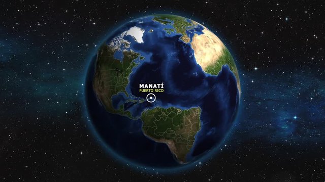 PUERTO RICO MANATI ZOOM IN FROM SPACE