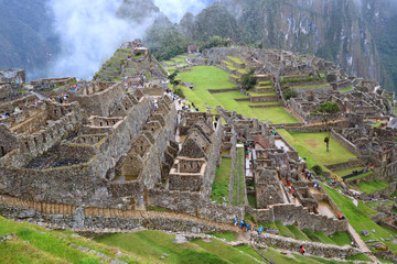 The Inca ruins of Machu Picchu, UNESCO World Heritage Site in Cusco Region, Urubamba Province, Peru - Powered by Adobe