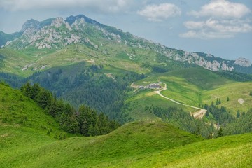 Naklejka na ściany i meble Finding freedom in the mountains. Ciucas Mountains in Romania.