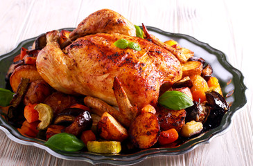 Roast chicken with vegetables