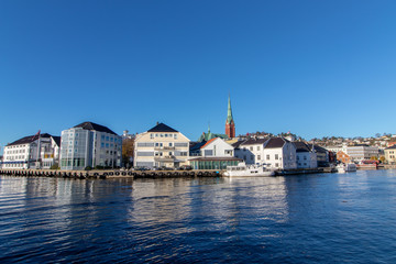 Fototapeta na wymiar The city of Arendal in Southern Norway, a clear and sunny day. 