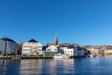 Fototapeta na wymiar The city of Arendal in Southern Norway, a clear and sunny day. 