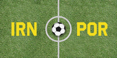 Iran vs Portugal international soccer game pairing on football field