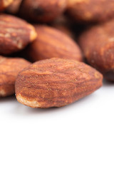 Almonds on white background