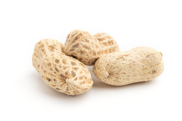 Peanuts isolated on white background.
