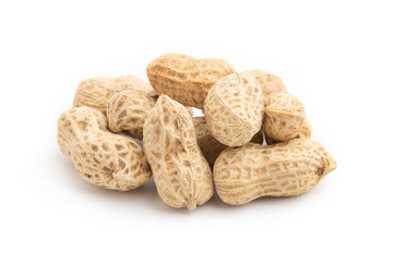Peanuts isolated on white background.