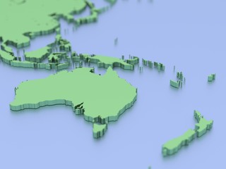 A 3D rendered map of Australia