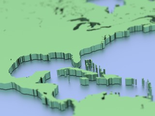 A 3D rendered map of America