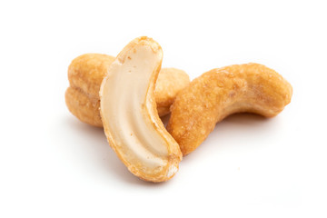 cashew nuts on white background