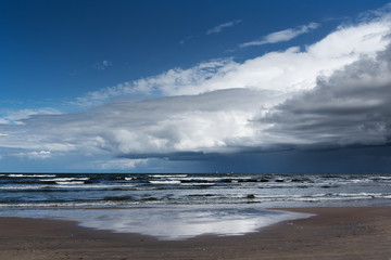 Fototapeta na wymiar Windy day by Baltic sea, Liepaja, Latvia.