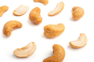 cashew nuts on white background