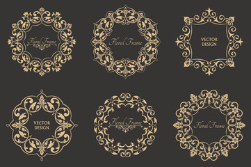 Set of circular baroque patterns