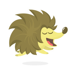  Cute cartoon hedgehog character. Wild forest animal collection. Baby education. Isolated on white background. Vector illustration
