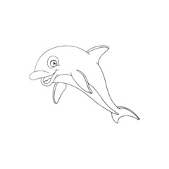 Dolphin cartoon illustration isolated on white background for children color book