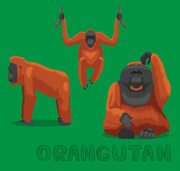 Monkey Orangutan Cartoon Vector Illustration © bullet_chained