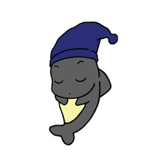 Dolphin cartoon illustration isolated on white background for children color book