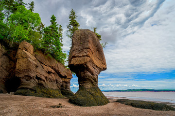 The Hopewell Rocks also known as the flowerpot rocks, along the Bay of Fundy, New Brunswick, Canada.