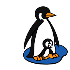 Penguin cartoon illustration isolated on white background for children color book