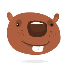 Cute cartoon beaver head smiling. Vector illustrated. Design for print, sticker, decoration or children book