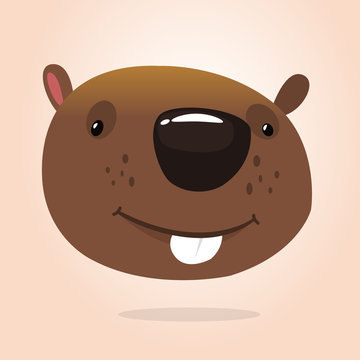 Cute cartoon beaver head smiling. Vector illustrated. Design for print, sticker, decoration or children book