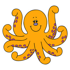 Octopus cartoon illustration isolated on white background for children color book