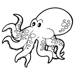 Octopus cartoon illustration isolated on white background for children color book