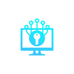 Encryption and cyber protection, vector icon on white
