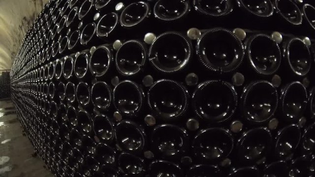 Ancient wine cellars. sparkling wine