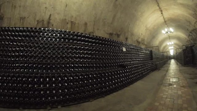 Ancient wine cellars. sparkling wine