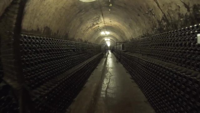 Ancient wine cellars. sparkling wine