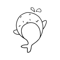 Whale cartoon illustration isolated on white background for children color book