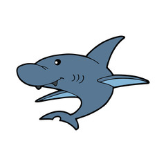 Shark cartoon illustration isolated on white background for children color book