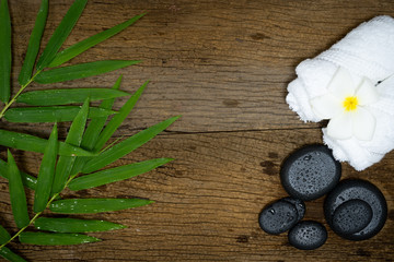 spa and massage objects on wooden background