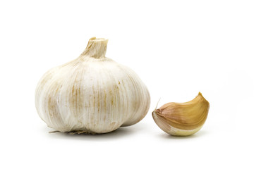 Image of Fresh garlic isolated on white background. Vegetables. Spices. Food.