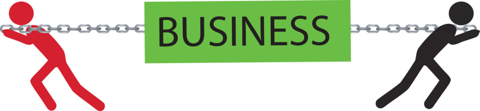omino rosso e uno nero si contendono il business