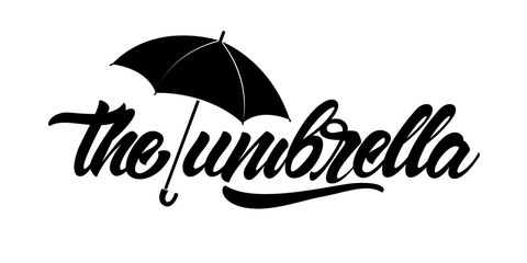 Umbrella icon. Black Umbrella with lettering. Vector illustration design.