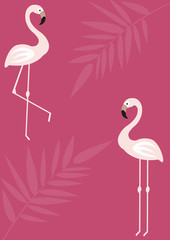 Summer background with flamingos