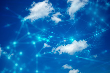 sky background with cloud storage network concept