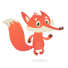 Cartoon fox dancing illustrated. Vector icon
