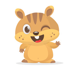 Obraz na płótnie Canvas Cute cartoon brown marmot looking . Groundhog Day isolated vector illustration.