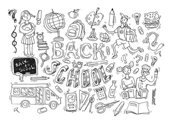 Beautiful hand drawn set of vector illustration back to school.